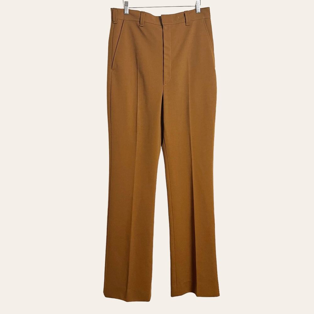70’s Vintage Flare Leg Solid Brown High Waisted Trouser Pants Size 8